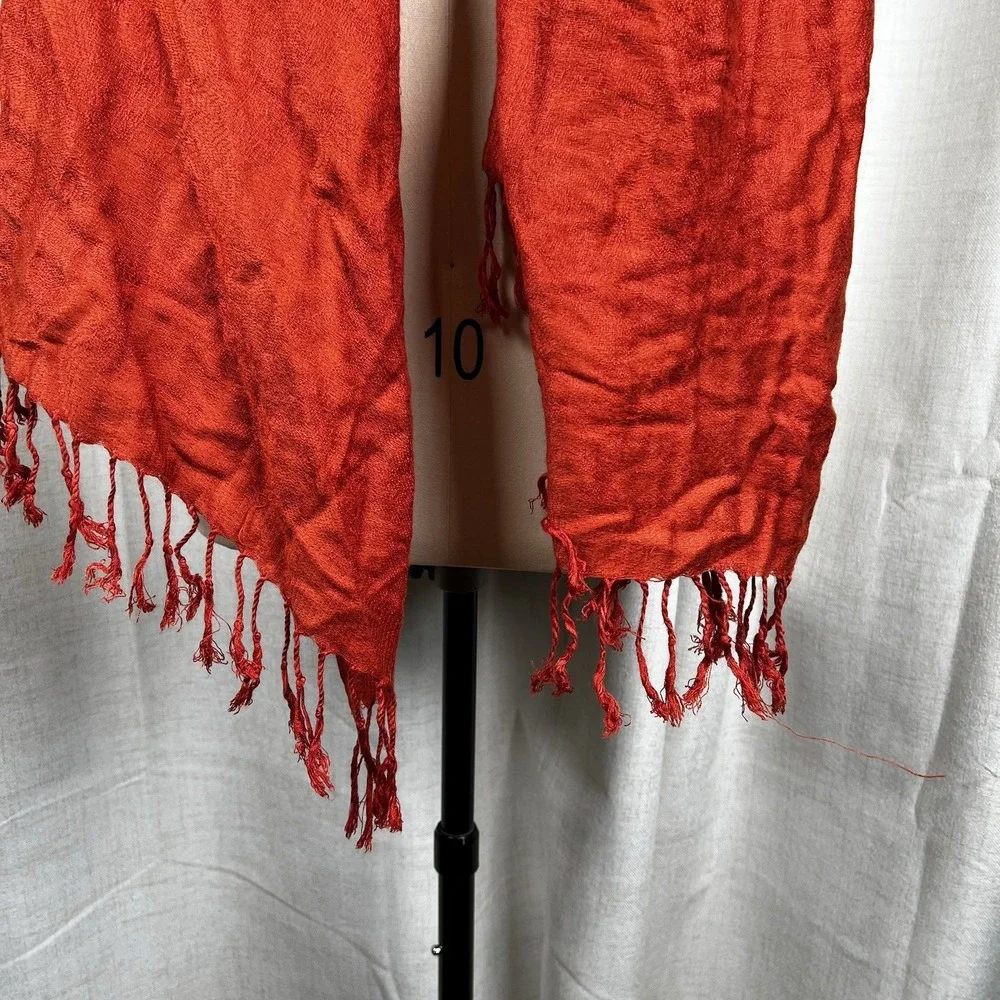 100% Cashmere Burnt‎ Orange Fringe Scarf   34